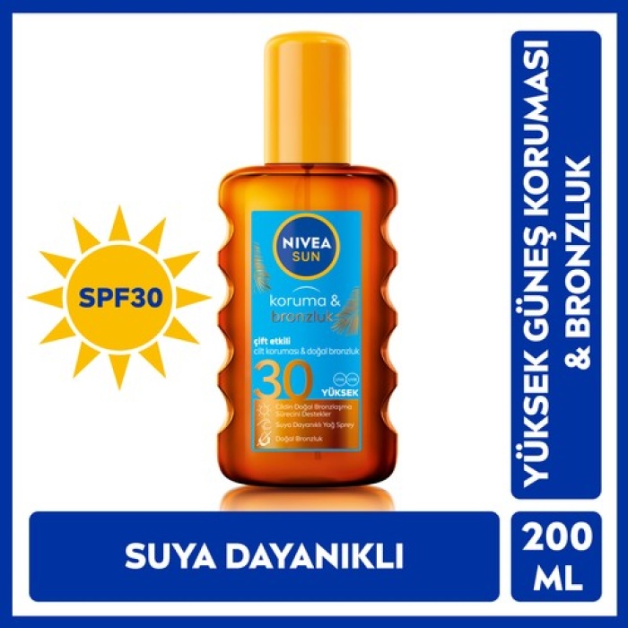 Nıvea Sun Spf30 Koruma & Bronzluk Güneş Yağı 200 Ml Sprey,yüksek Güneş Koruması