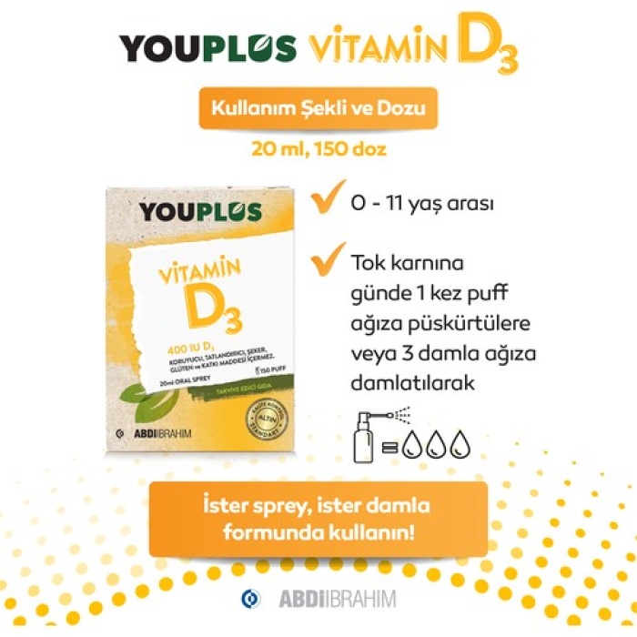 Youplus Vitamin D3 400 Iu 20 Ml Oral Damla - Abdi İbrahim