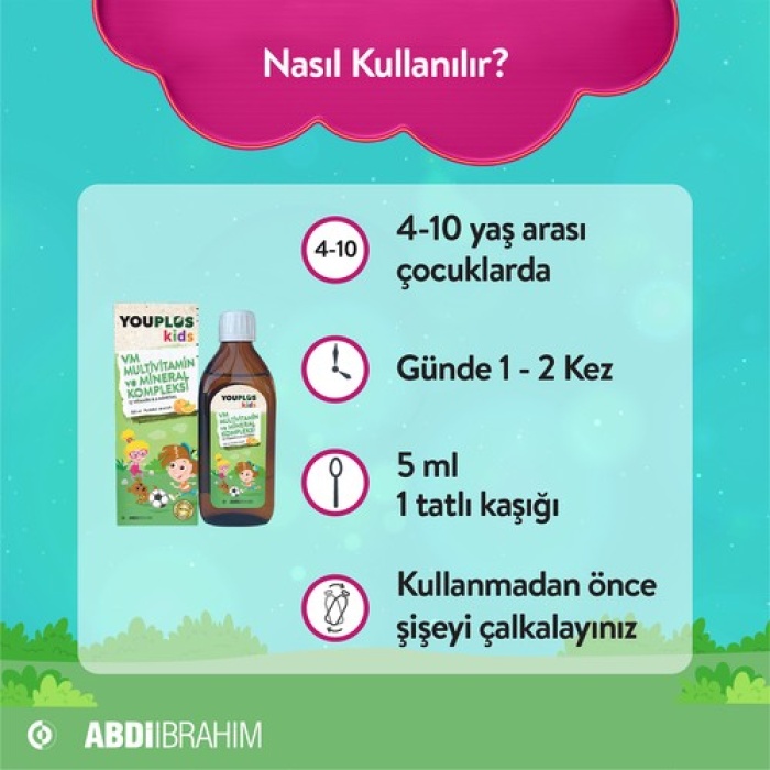 Youplus Kids Multi Vitamin Ve Mineral  Kompleksi 150 Ml Şurup - Abdi İbrahim