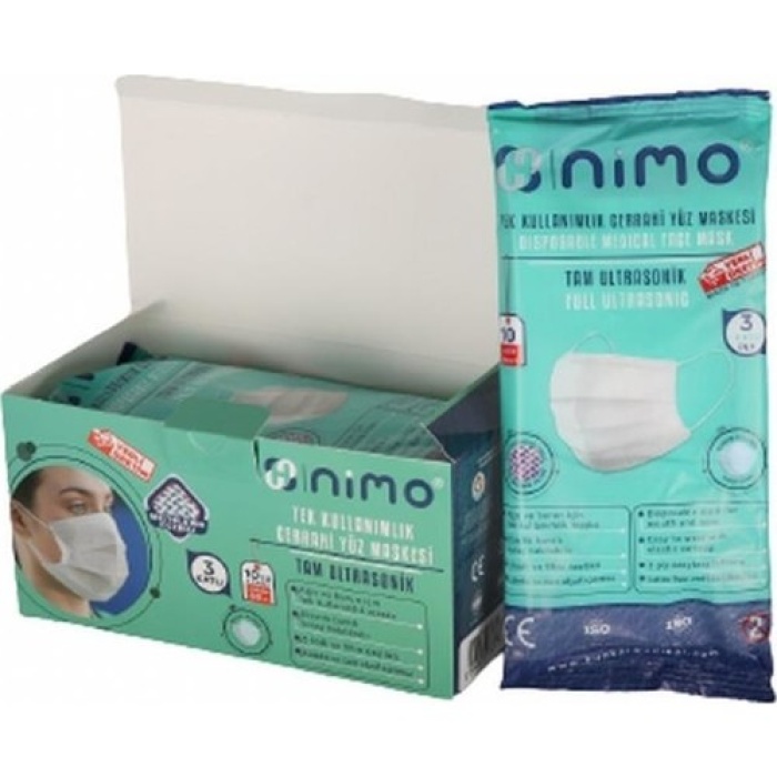 Nimo Tıp2r Maske 3 Katlı Cerrahi Yüz Maskesi 10 X 5