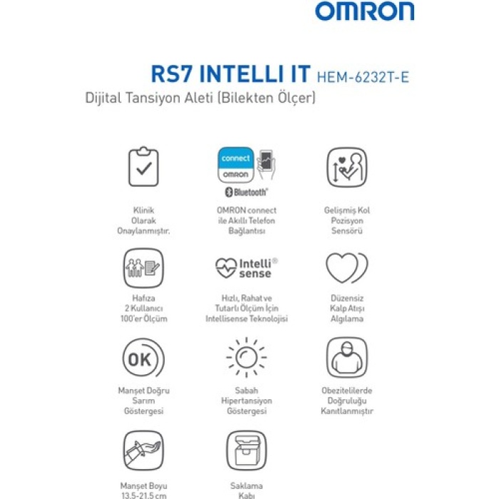 Omron Rs7 Intelli It Hem-6232t-e Bilekten Ölçer Tansiyon Aleti