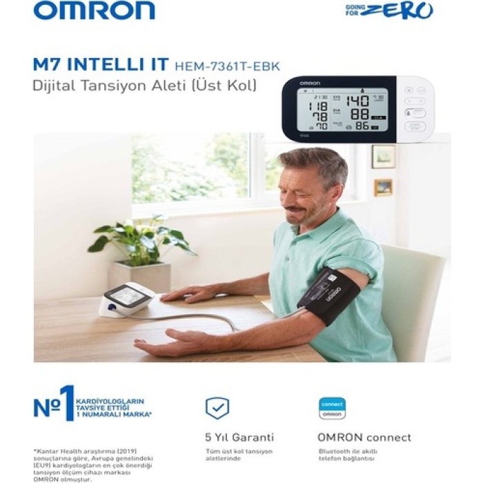 Omron M7 Hem-7361t-ebk Koldan Ölçer Çift Hafızalı Tansiyon Aleti