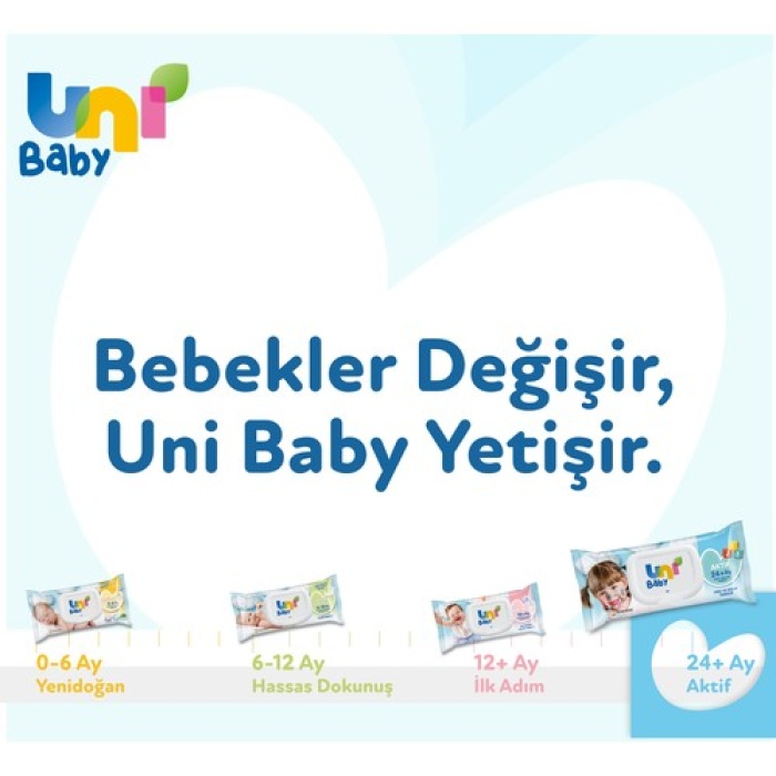 Uni Baby Aktif Bebek 3 Lü Islak Mendil 24+ Ay 3x52 Adet