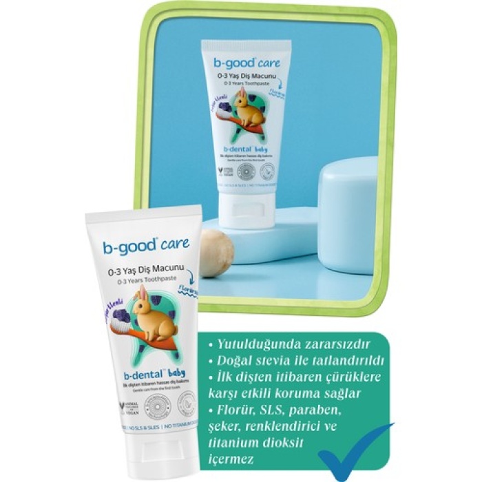 B-good B-dental 0-3 Yaş Diş Macunu Florürsüz Böğürtlen 50 Ml