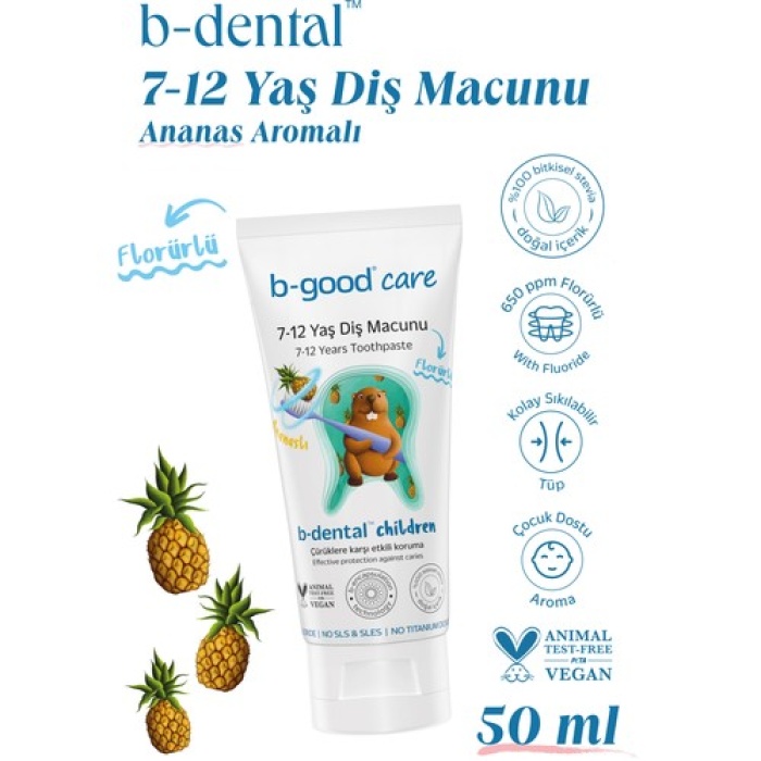 B-good B-dental 7-12 Yaş Diş Macunu Florürlü Ananas 50 Ml