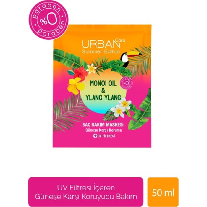 Urban Care Summer - Monoi Yağı & Ylang Ylang Duş Öncesi Onarıcı Saç Bakım Maskesi - Vegan - 50 Ml