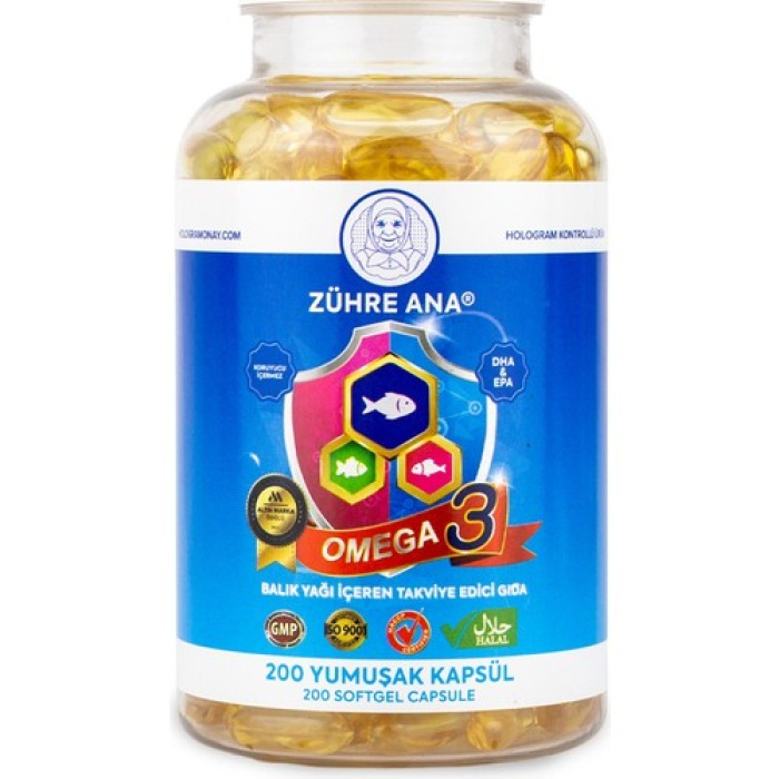 Zühre Ana Omega 3 Balık Yağı 200 Kap 1300 Mg