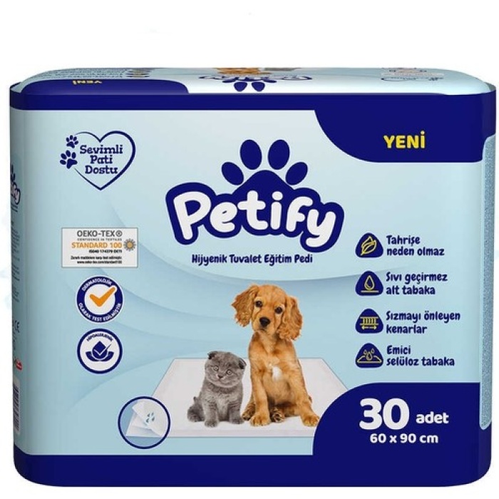 Petify Evcil Hayvan Tuvalet Eğitim Pedi 60*90cm 30 Adet Tekli Pk