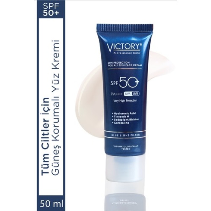 Victory Tüm Ciltler Spf 50+ Yüz Güneş Kremi (mavi Işık Filtreli) - Günlük Kullanım 50 Ml