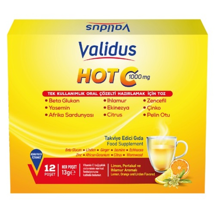 Valıdus Hot C 1000 Mg + Betaglucan 75 Mg + Cıtrus 60 Mg 13gr*12 Sachet