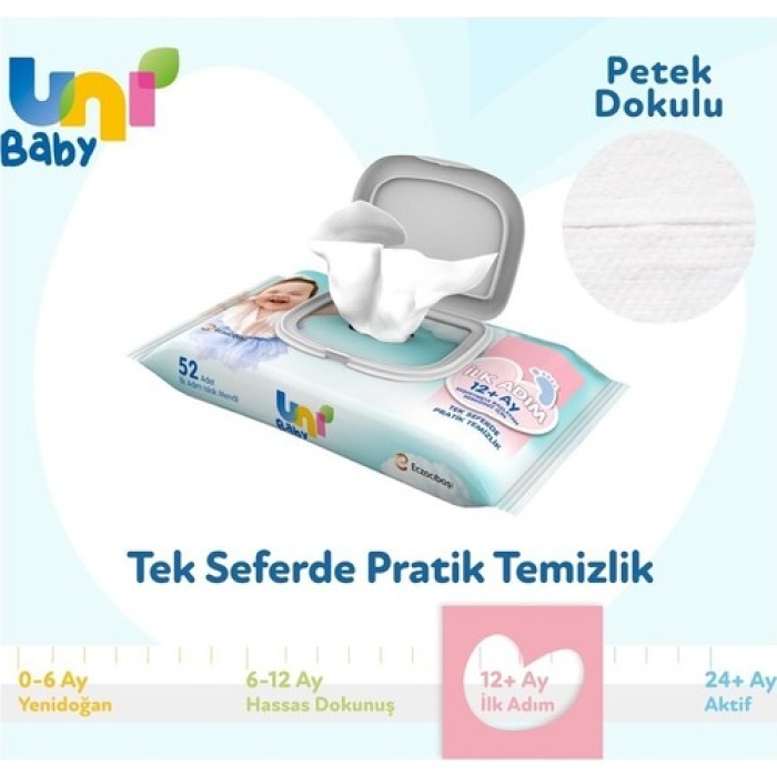 Uni Baby İlk Adım Bebek Islak Mendil 12+ Ay 3x52 Adet