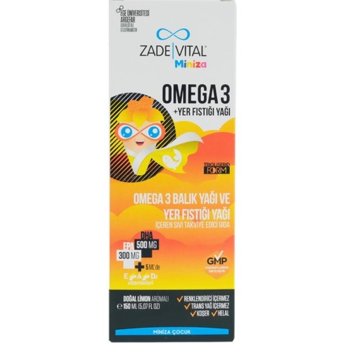 Zade Vital Miniza Omega 3 Ve Yer Fıstığı Yağı 150 Ml