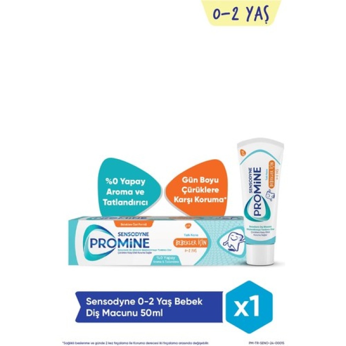 Sensodyne Promine 0-2 Yaş Bebekler İçin Yapay Aroma&tatlandırıcı İçermeyen Şekersiz Diş Macunu 50  Ml