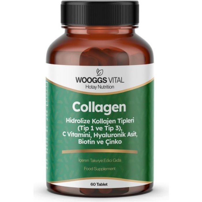 Woogss Vital Hidrolize Kollajen Tipleri (tip 1 Ve Tip 3), C Vitamini, Hyaluronik Asit, Biotin Ve Çinko Takviye Edici Gıda 60 Tablet