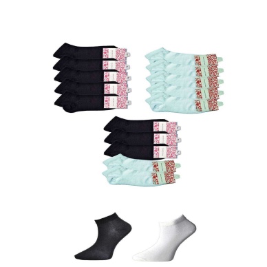 TOPTANBULURUM Siyah ve Beyaz Kadın Bilek Çorap 15 çift