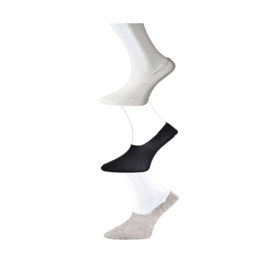 TOPTANBULURUM Siyah Gri ve Beyaz Erkek Babet Çorap 3 çift