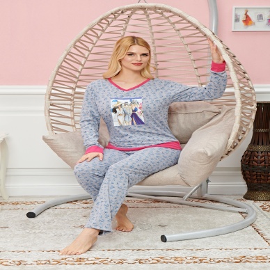 TOPTANBULURUM Bayan Uzun Kollu Pijama Takımı Model no 7588