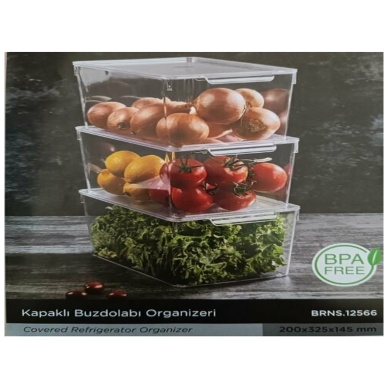 Buzdolabı Organizeri Büyük Boy Kapaklı 200x325x145 mm