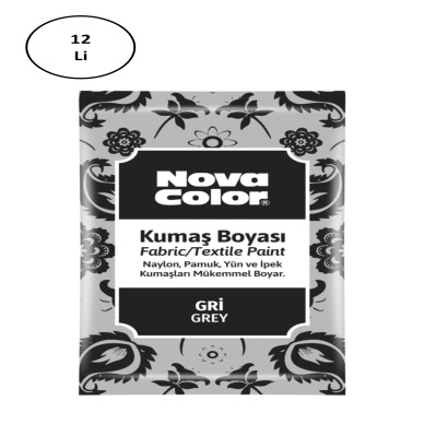 Nova Color 12 Gr Toz Kumaş Boyası Gri Nc-908 12li