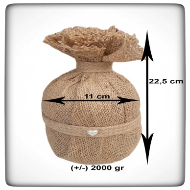 Stoper - Dekoratif Kapı Stoperi 2 Kg Jüt Bohça Kalp İncili Jüt Bordürlü