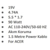 Sprange SR-L9 ACER 19V 4.74A 5.5*1.7mm 90W Laptop Adaptör Şarj Aleti