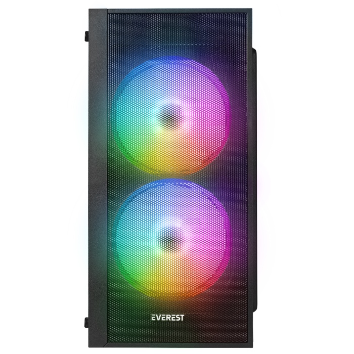 Everest MINION Mesh PEAK 300W 2* 12cm Rainbow Fan Akrilik Yan Panel Mini-T Gaming Oyuncu Kasası