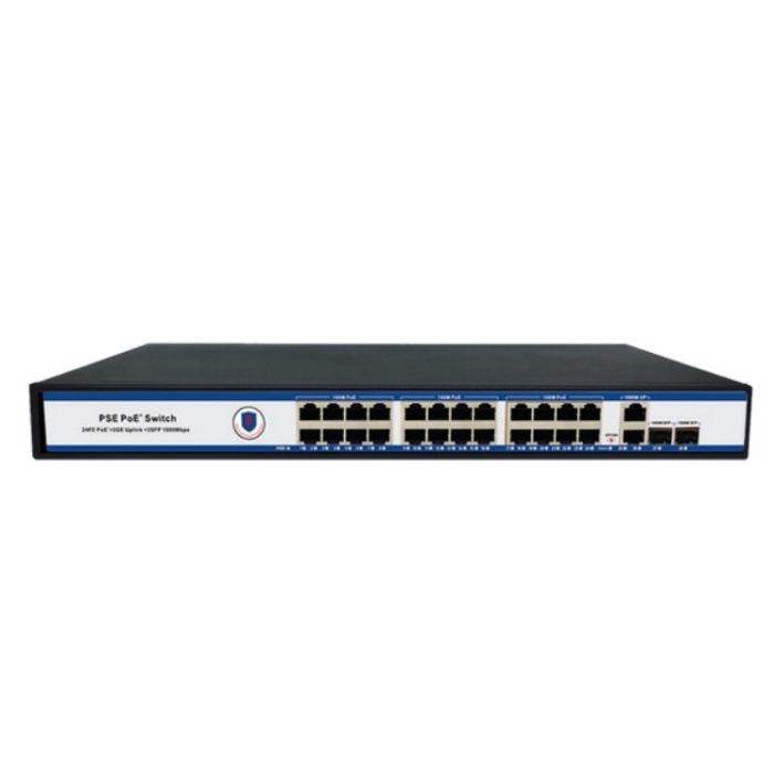 NVC-PSE2422G 24 Port 2*10/100/1000Mbps PoE Switch 2 Uplink - 24 Port PoE Switch 300W Watt