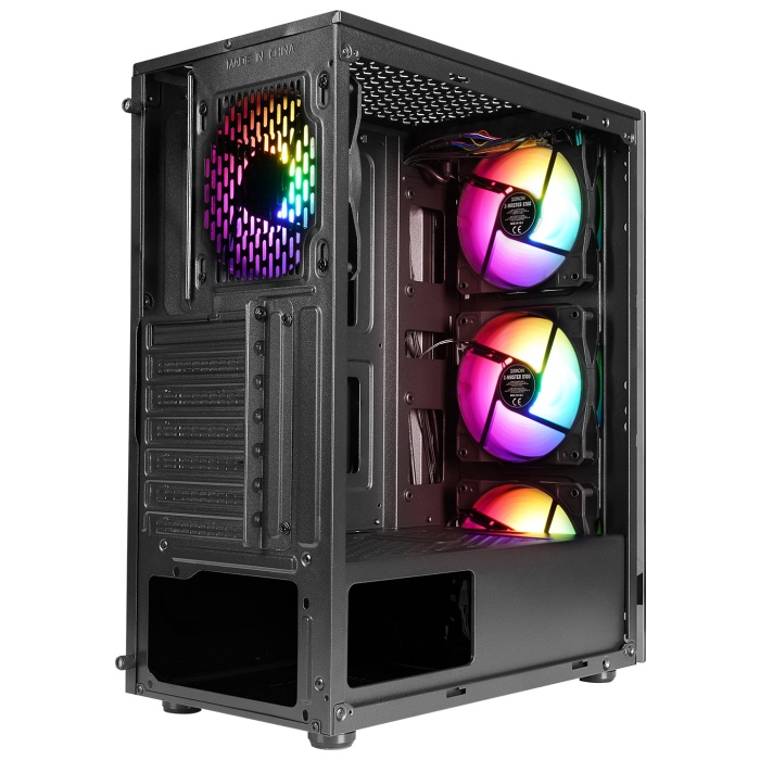 Zeiron Z-MASTER X100 Tempered Glass 4*Sabit Rainbow Fan 2*USB2.0+USB3.0+HD Audio Mid-Tower Gaming Oyuncu Kasası