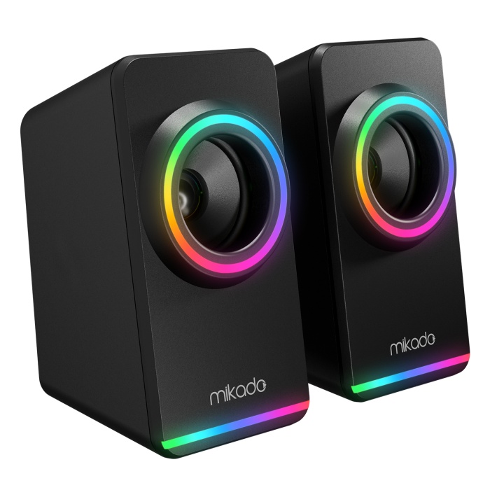 Mikado MD-182 2.0 3W*2 Siyah RGB Aydınlatmalı USB + 3.5mm USB 5V Speaker Hoparlör