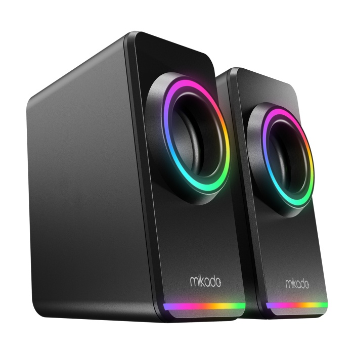 Mikado MD-182 2.0 3W*2 Siyah RGB Aydınlatmalı USB + 3.5mm USB 5V Speaker Hoparlör