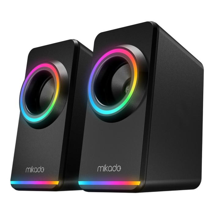 Mikado MD-182 2.0 3W*2 Siyah RGB Aydınlatmalı USB + 3.5mm USB 5V Speaker Hoparlör