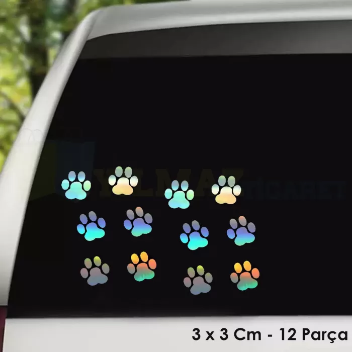 Kedi Pati Hologram Oto Sticker