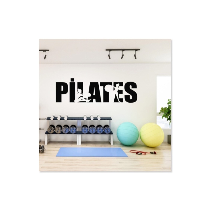 Pilates Spor Dekoratif Duvar Sticker Siyah 105X40 cm