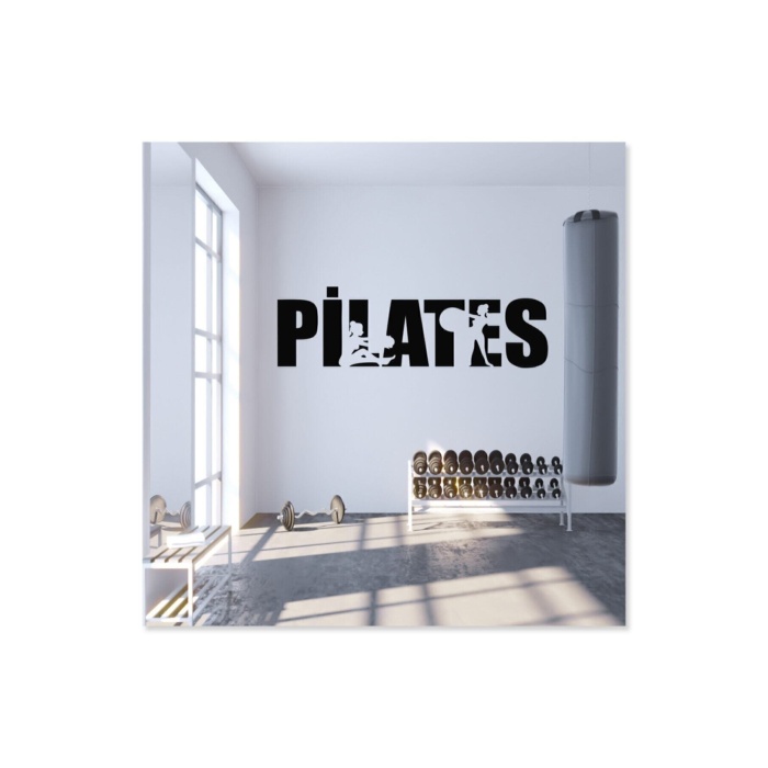 Pilates Spor Dekoratif Duvar Sticker Siyah 105X40 cm