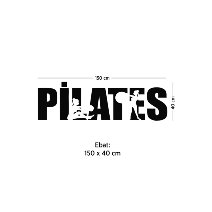 Pilates Spor Dekoratif Duvar Sticker Siyah 105X40 cm