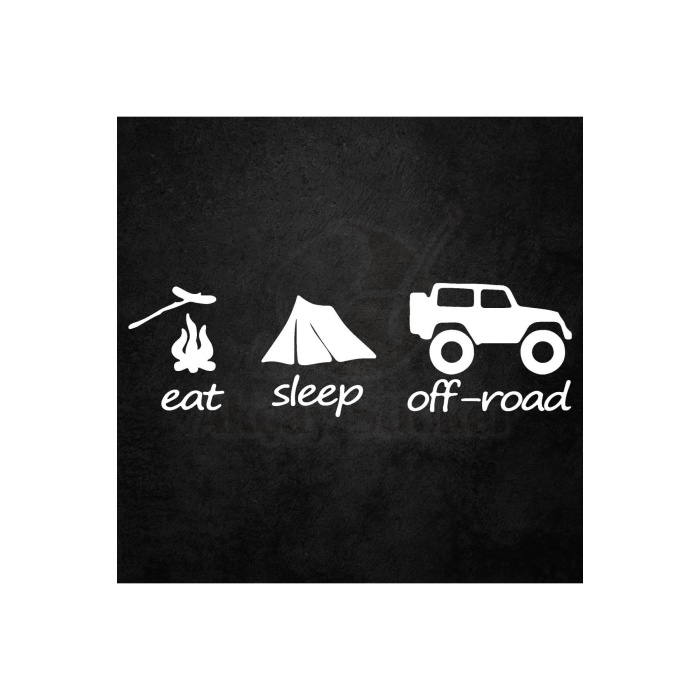 Eat Slepp Offroad Oto Sticker 4X4 Sticker Beyaz 40*13 Cm