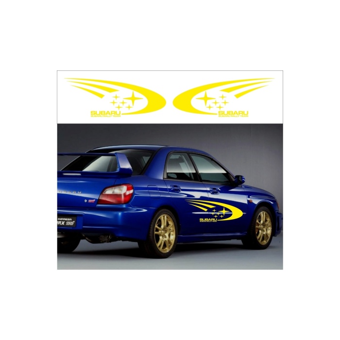 Subaru Rally Team Büyük Kapı Sağ Sol Sticker Set 80*30 Cm