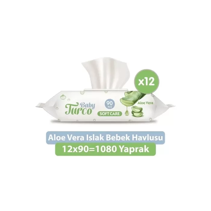 Baby Turco Softcare Aloe Vera Islak Bebek Havlusu 12×90 Yaprak