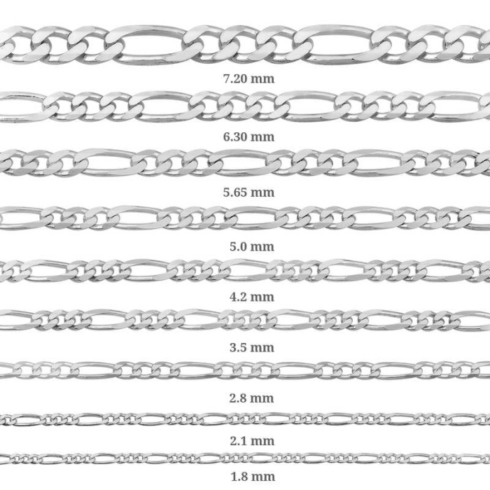 2.1 mm Gümüş Figaro Zincir - 0.60 mikron