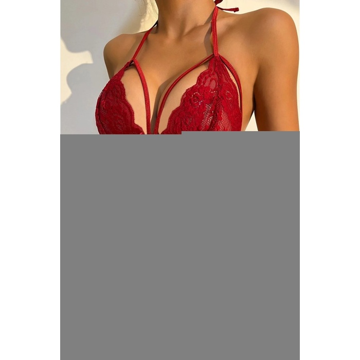 Şık Kırmızı Dantelli Babydoll Gecelik TM1302