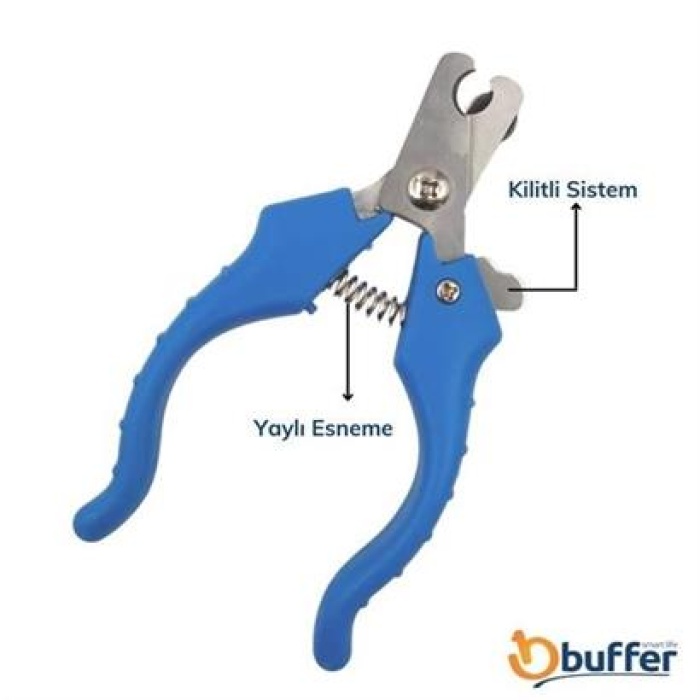 BUFFER® Evcil Hayvan Kedi ve Köpek Paslanmaz Çelik Yaylı Tırnak Makası ve Düzeltme