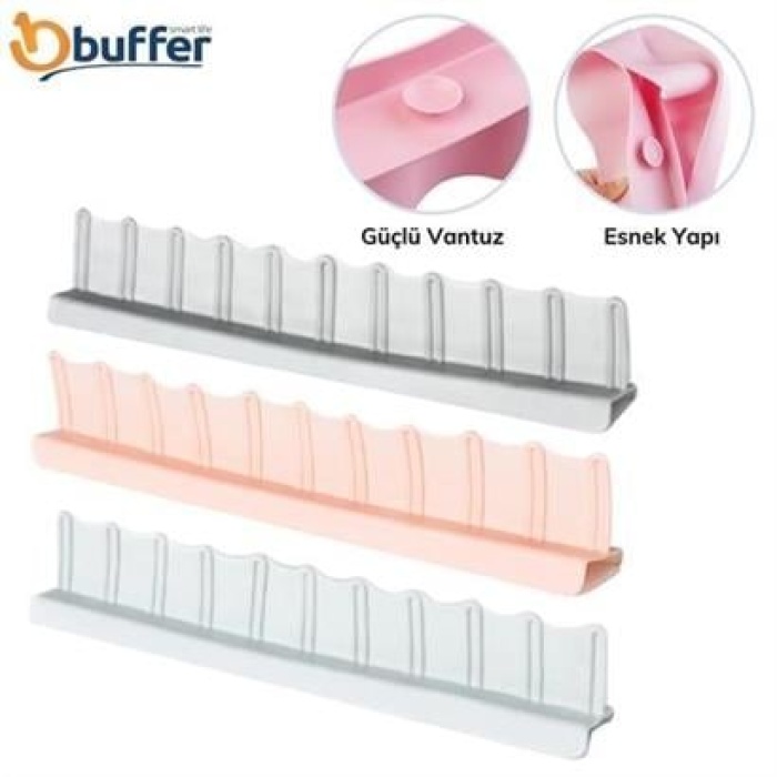 BUFFER® Vantuzlu Kauçuk Sıvı Su Sızdırmaz  Mutfak Banyo Duş Bariyeri Lavabo Kenar Tutucu Set