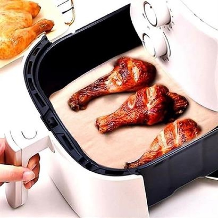 50 Adet Air Fryer Pişirme Kağıdı Tek Kullanımlık Yağ Su Geçirmez Yapışmaz Deliksiz Düz Kare Model