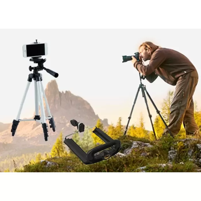 Tripod : Telefon Ve Kamera Tutucu Ayak + Telefon Tutucu - 105cm