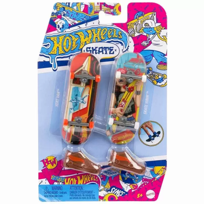 Hxl17 Hot Wheels Skate Retro Temalı İkili Parmak Kaykay Ve Ayakkabı Paketi