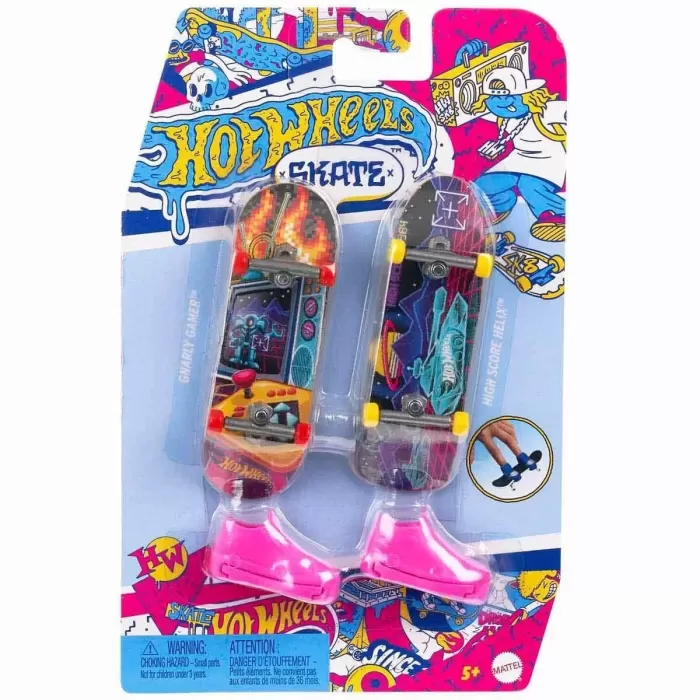 Hxl17 Hot Wheels Skate Retro Temalı İkili Parmak Kaykay Ve Ayakkabı Paketi