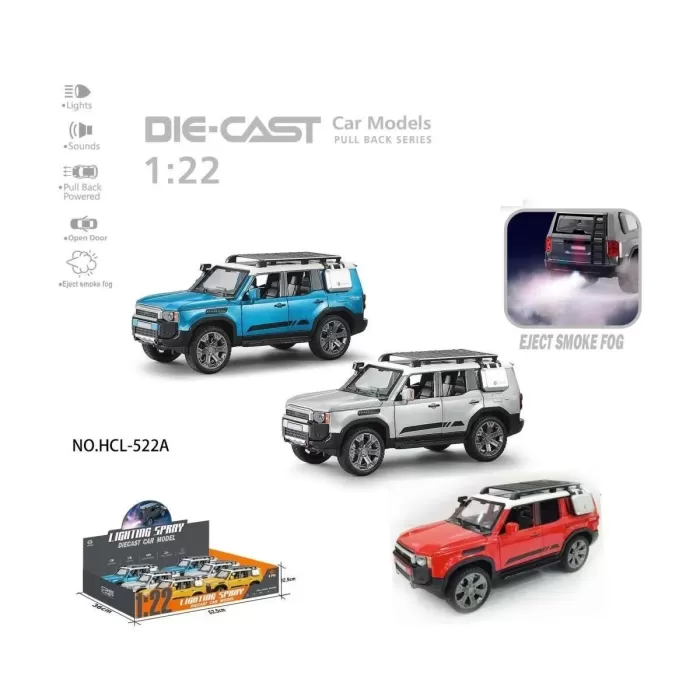 Hcl-522a Çek Bırak 1:22 Sesli Ve Işıklı Buharlı Off-road Metal Jeep