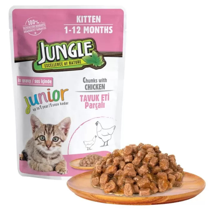 Jungle Pouch Tavuklu Yavru Kedi Konservesi 100 gr