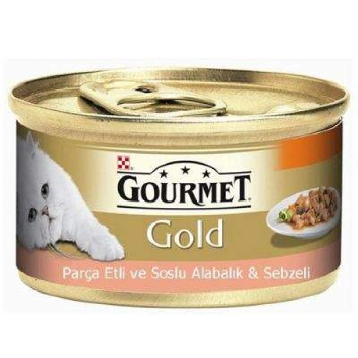 GOURMET Parça Etli Soslu Alabalık Sebzeli Kedi Konservesi 85 Gr