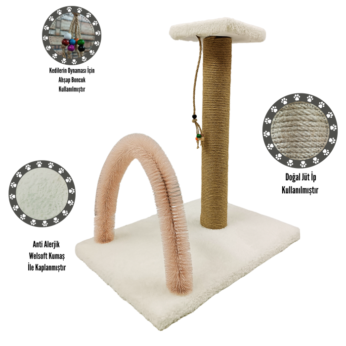 Fırçalı Kedi Tırmalama Tahtası ve Oyun Platformu